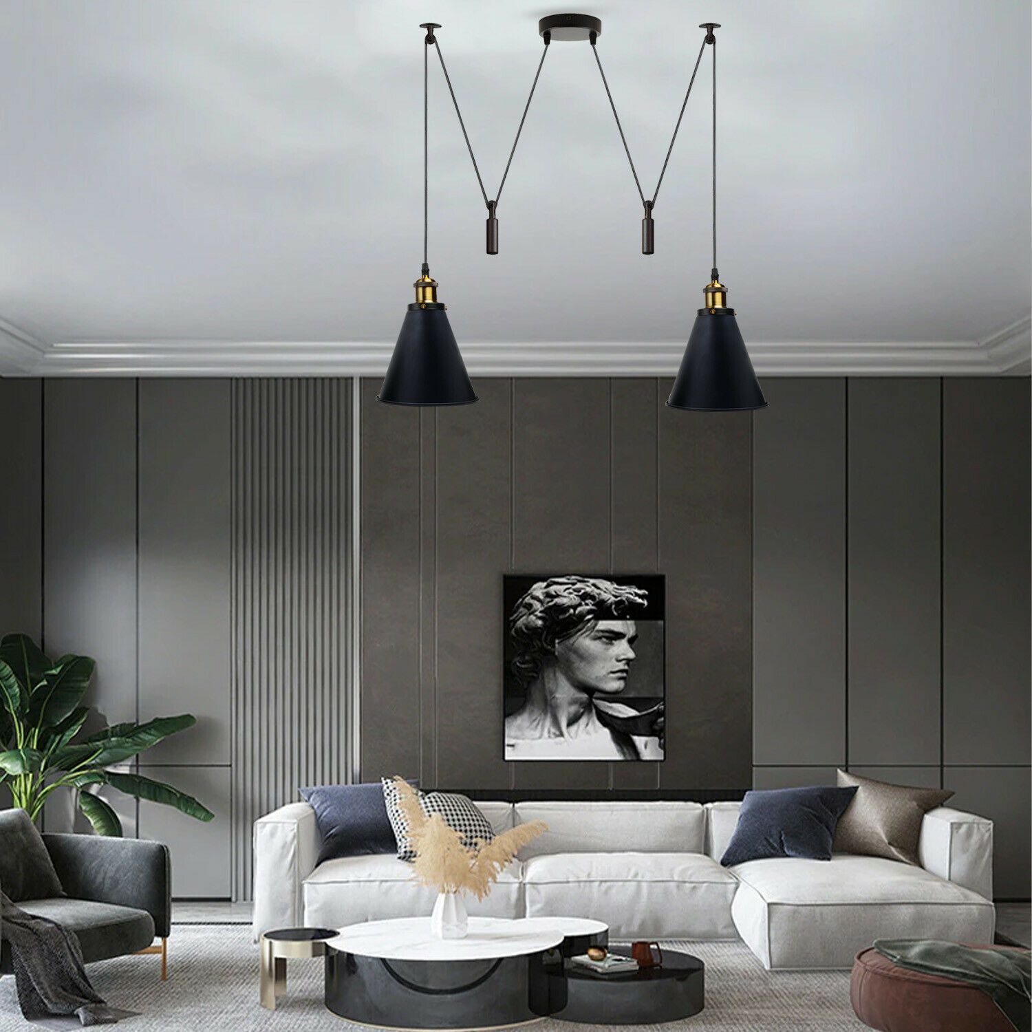 The Colby Pendant — 2-Head Pulley Spider Ceiling Light