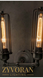 Clerkenwell &mdash; Industrial Double Edison Cage Wall Sconce by@Outfy