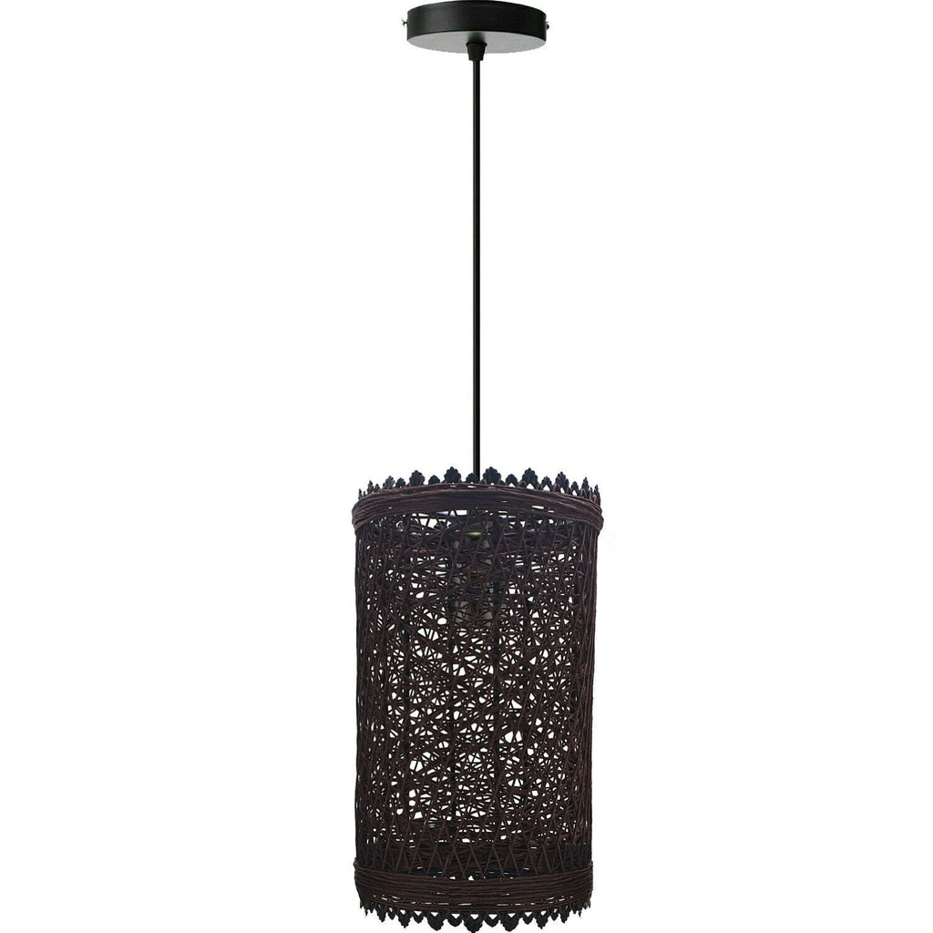 The Solisweave Pendant — Woven Rattan Cylinder Light