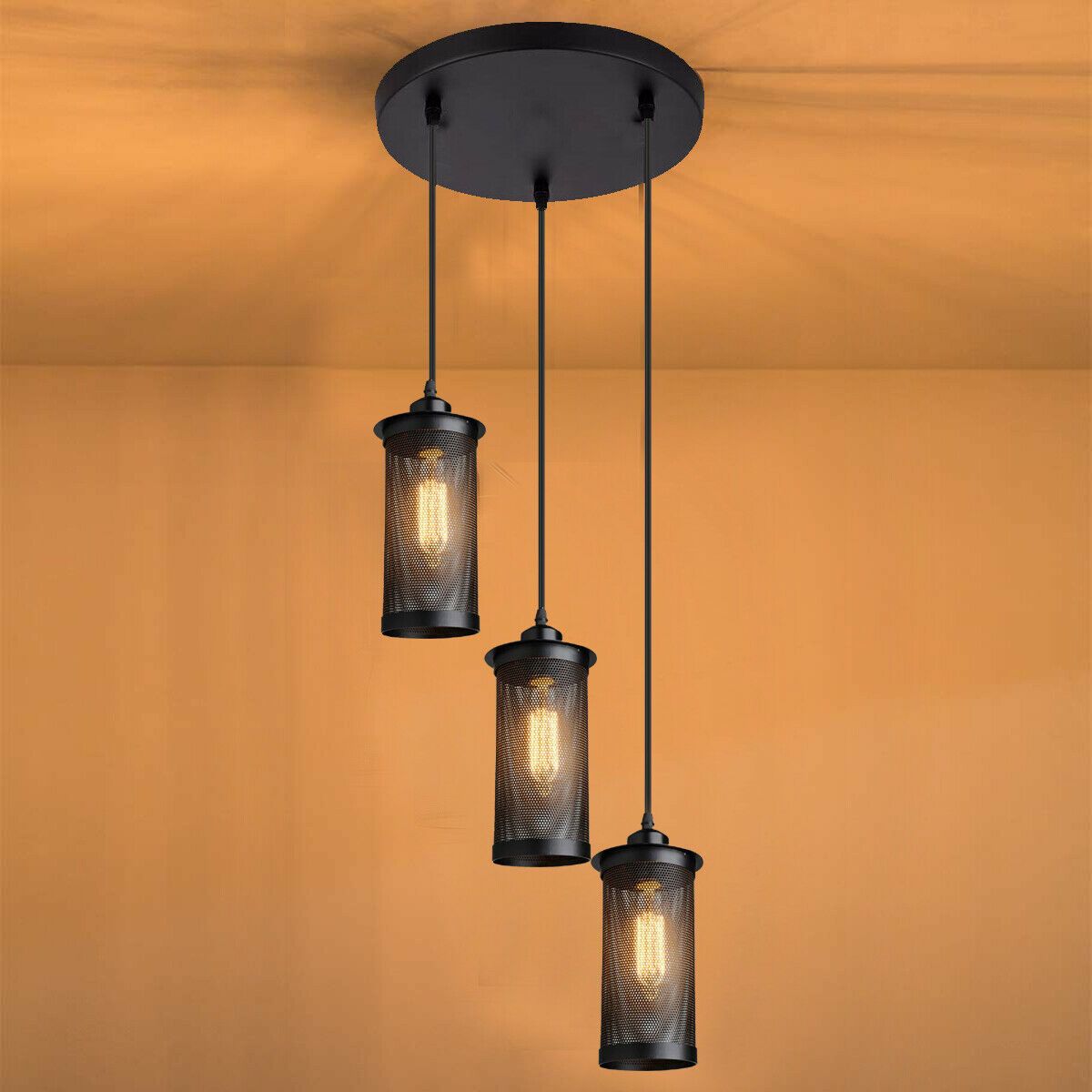 The Bishopsgate Pendant — Black Perforated Cylinder Cluster