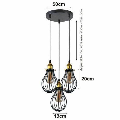 The Ravensbourne Pendant — Black Wire Cage Cluster Ceiling Light