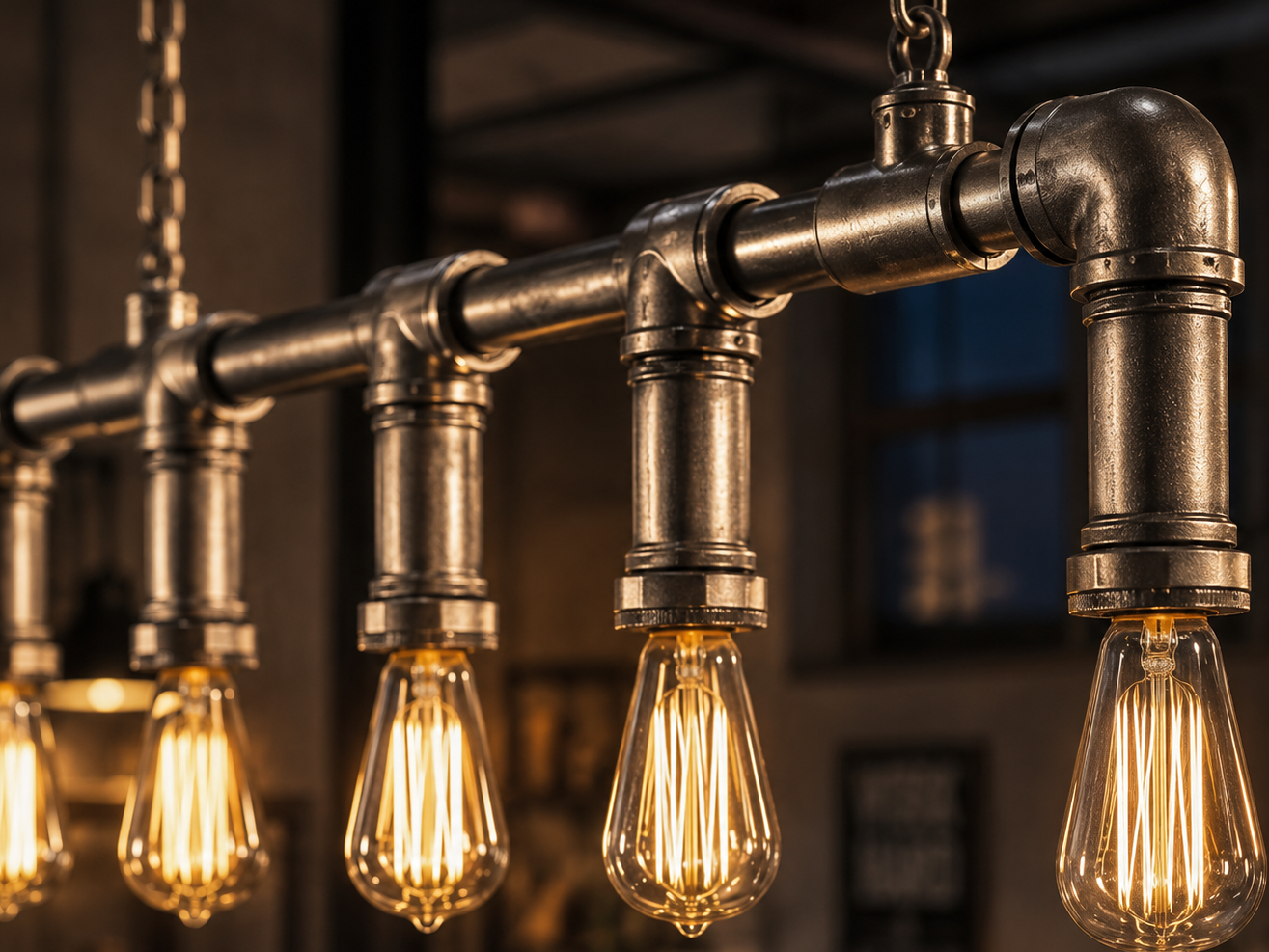Shadwell — Industrial 5-Light Waterpipe Ceiling Bar ZYVORAN Lighting Atelier