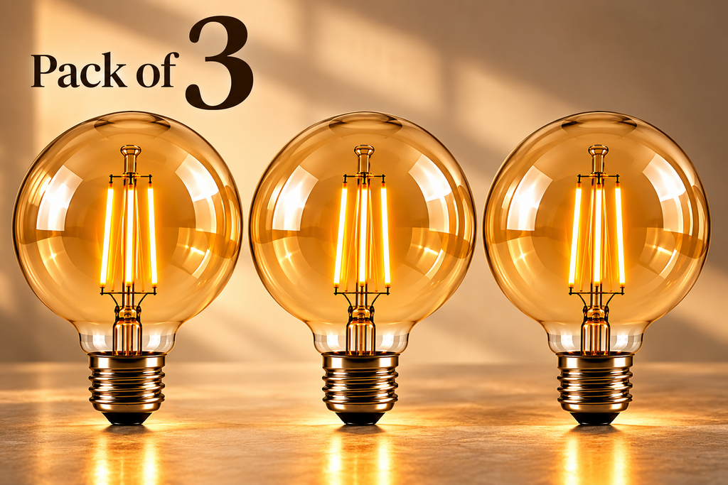 Soho amber glass G95 E27 LED bulbs — pack of 3