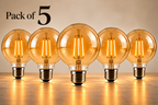Soho amber glass G95 E27 LED bulbs — pack of 5